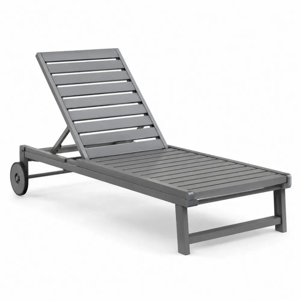 Gartenliege Sonnenliege mit Rollen 190 x 65 x 32 cm Polypropylen verstellbare Rückenlehne Grau Schwarz