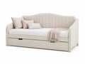 Tagesbett Polsterbett mit ausziehbarer Schublade 90 x 200 cm 210 x 98 x 92 cm Polyestergewebe Beige
