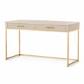 Schreibtisch mit 2 Schubladen 120 x 55 x 76 cm rechteckig MDF Stahl beige goldfarben schwarz