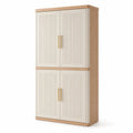 Aufbewahrungsschrank rechteckig mit 4 Rillentüren 80 x 40 x 160 cm Spanplatte MDF Eichenfarben Cremeweiß Goldfarben