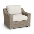 Lounge Gartensessel mit Kissen 92 x 86 x 80 cm PE-Rattan Aluminiumrahmen Polyestergewebe Beige Creme Silberfarben
