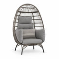 Garten Loungesessel Eiersessel mit Kissen 92 x 88 x 150 cm PE-Rattan Stahl Polyestergewebe oval Grau Schwarz Hellgrau