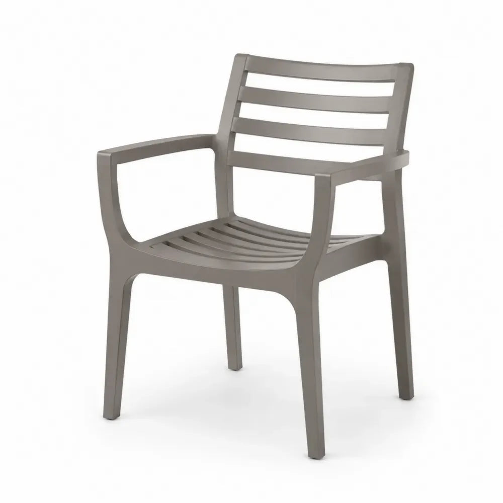 Gartenstuhl mit Armlehnen 58 x 56 x 84 cm Polypropylen Lamellensitz Taupe