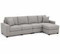 Modulares Ecksofa L-Form mit Recamiere rechts und Kissen 300 x 160 x 86 cm Polyestergewebe Sperrholz Kiefernholz Grau Schwarz