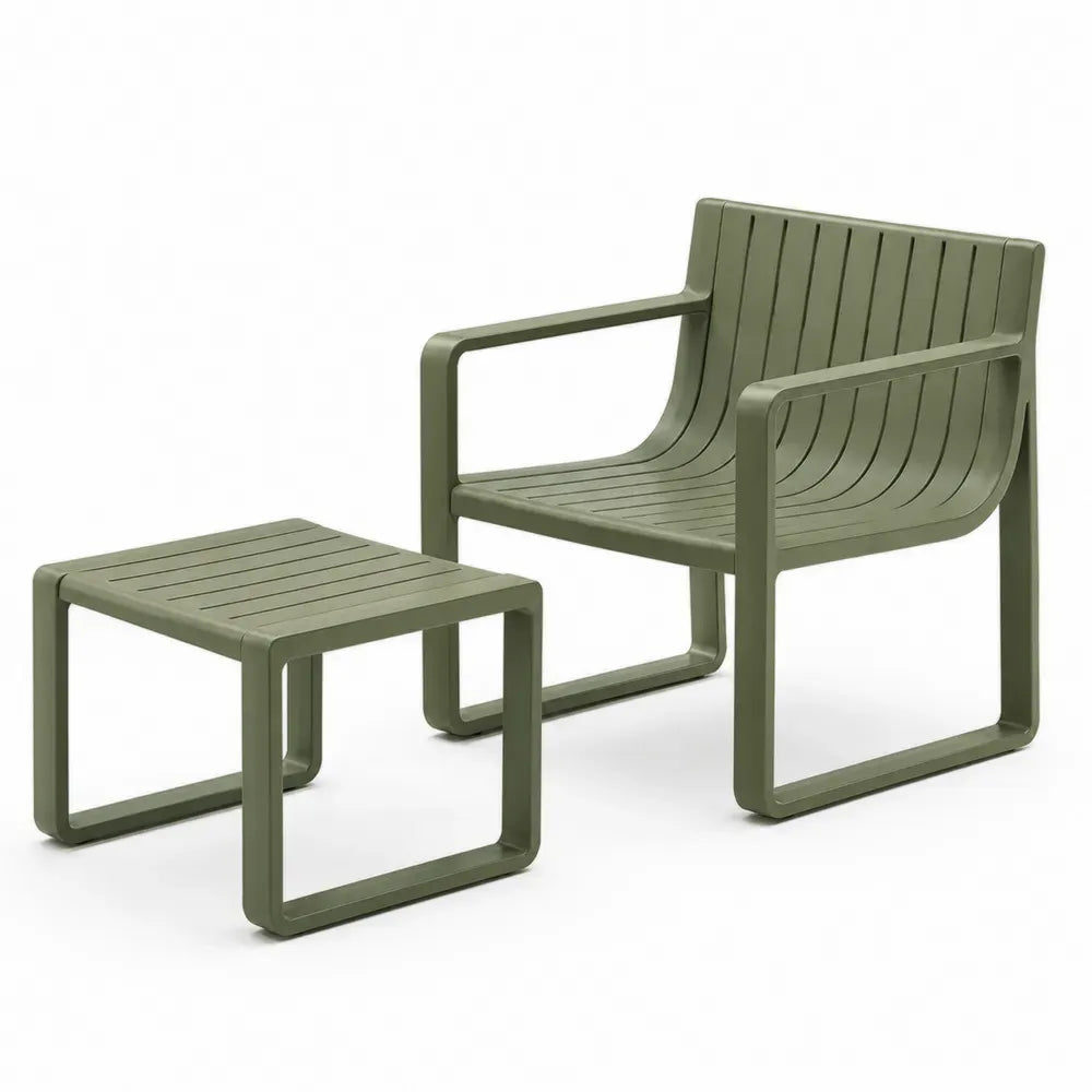 Gartenstuhl Set mit Beistelltisch 72 x 78 x 80 cm Tisch 58 x 58 x 38 cm Polypropylen Olivgrün