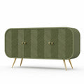 Sideboard Aufbewahrungsschrank mit 4 Türen Fischgrätfront 160 x 40 x 78 cm MDF Spanplatte Olivgrün Goldfarben