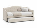 Tagesbett Polsterbett mit Ausziehbett 90 x 200 cm 215 x 100 x 95 cm Polyestergewebe Beige mit Knopfsteppung