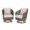 Gartendrehsessel 2er Set je 76 x 78 x 86 cm Stahl PE-Rattan runder Drehfuß Beige Taupe Schwarz mit Kissen